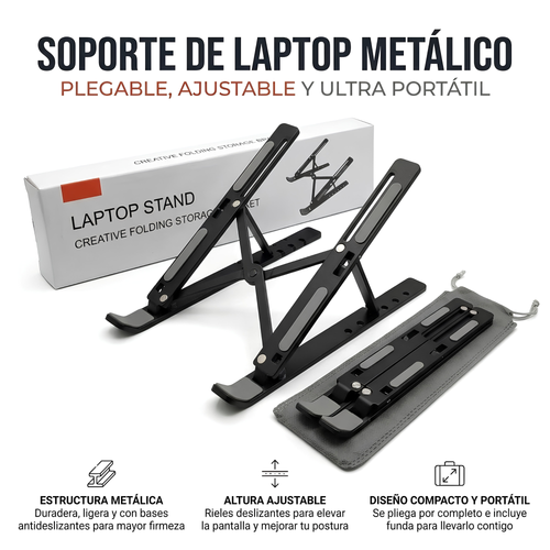 Soporte de Laptop Metálico Plegable y Ajustable