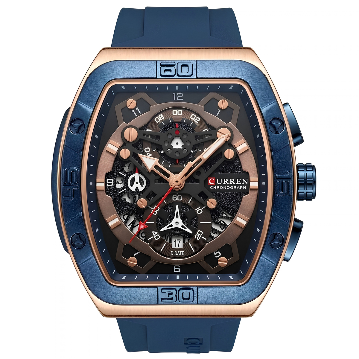 Reloj Curren Skeleton Blue Gold