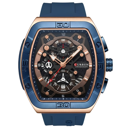 Reloj Curren Skeleton Blue Gold