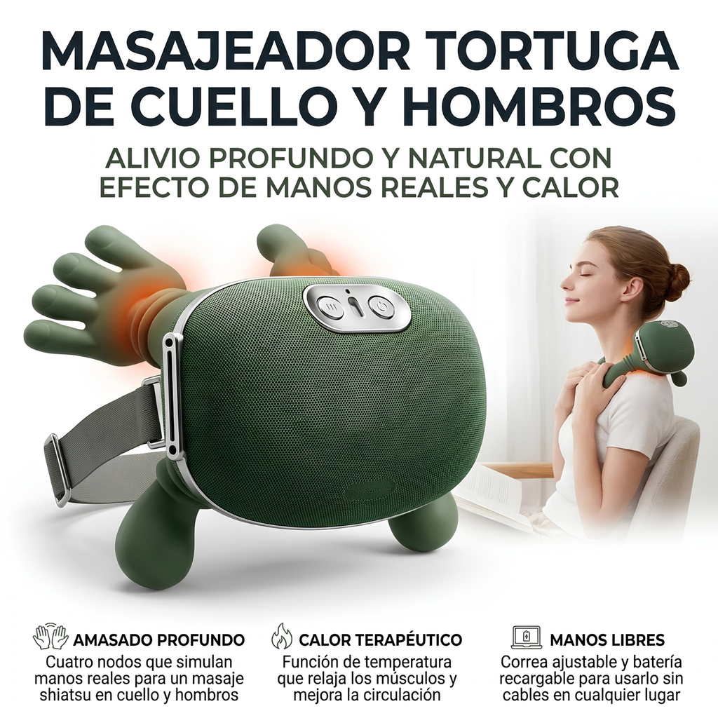 Masajeador Tortuga de Cuello y Hombros con Manos de Masaje