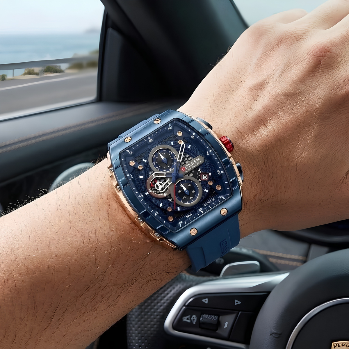 Reloj Curren Skeleton Navy Red