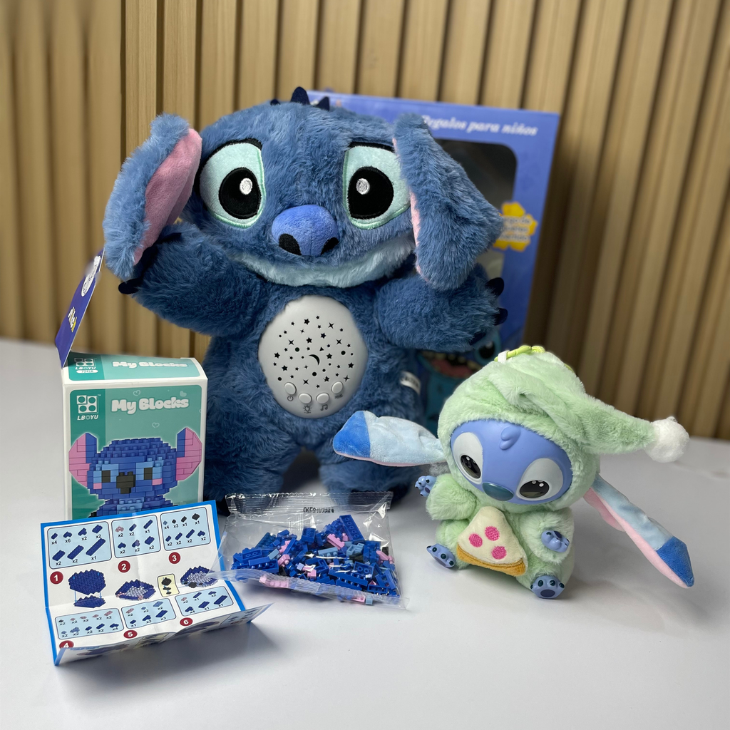 Set Peluche Stitch Azul 3 en 1