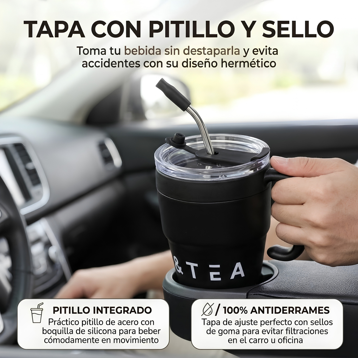 Mug Térmico 480ml con Pitillo y Asa