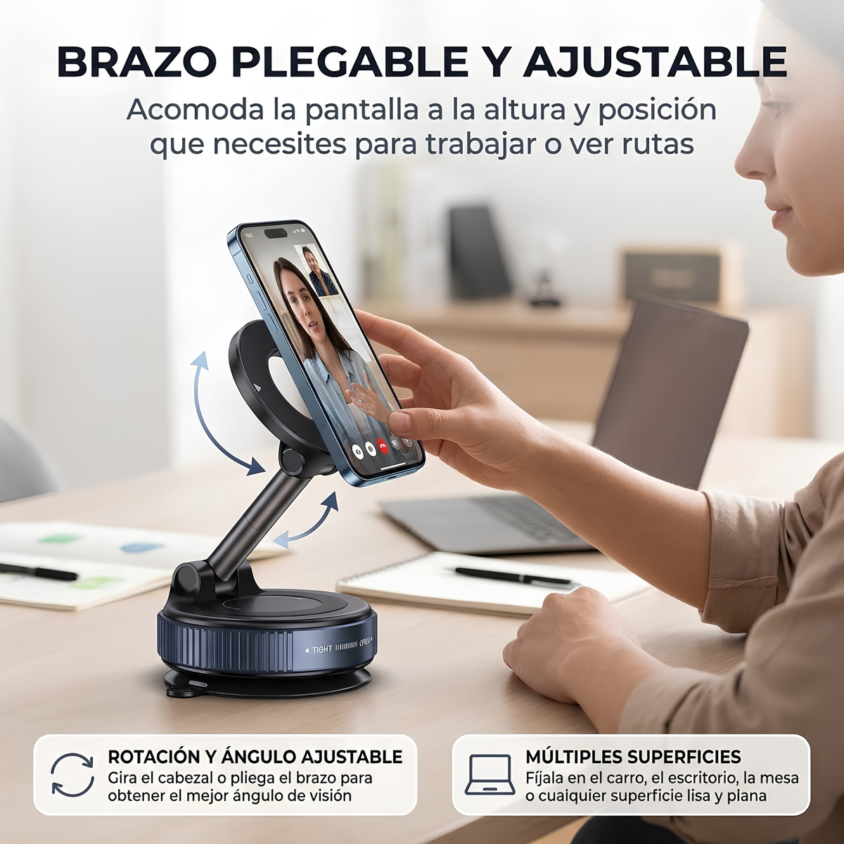 Soporte Magnético para Celular con Ventosa y Brazo Ajustable