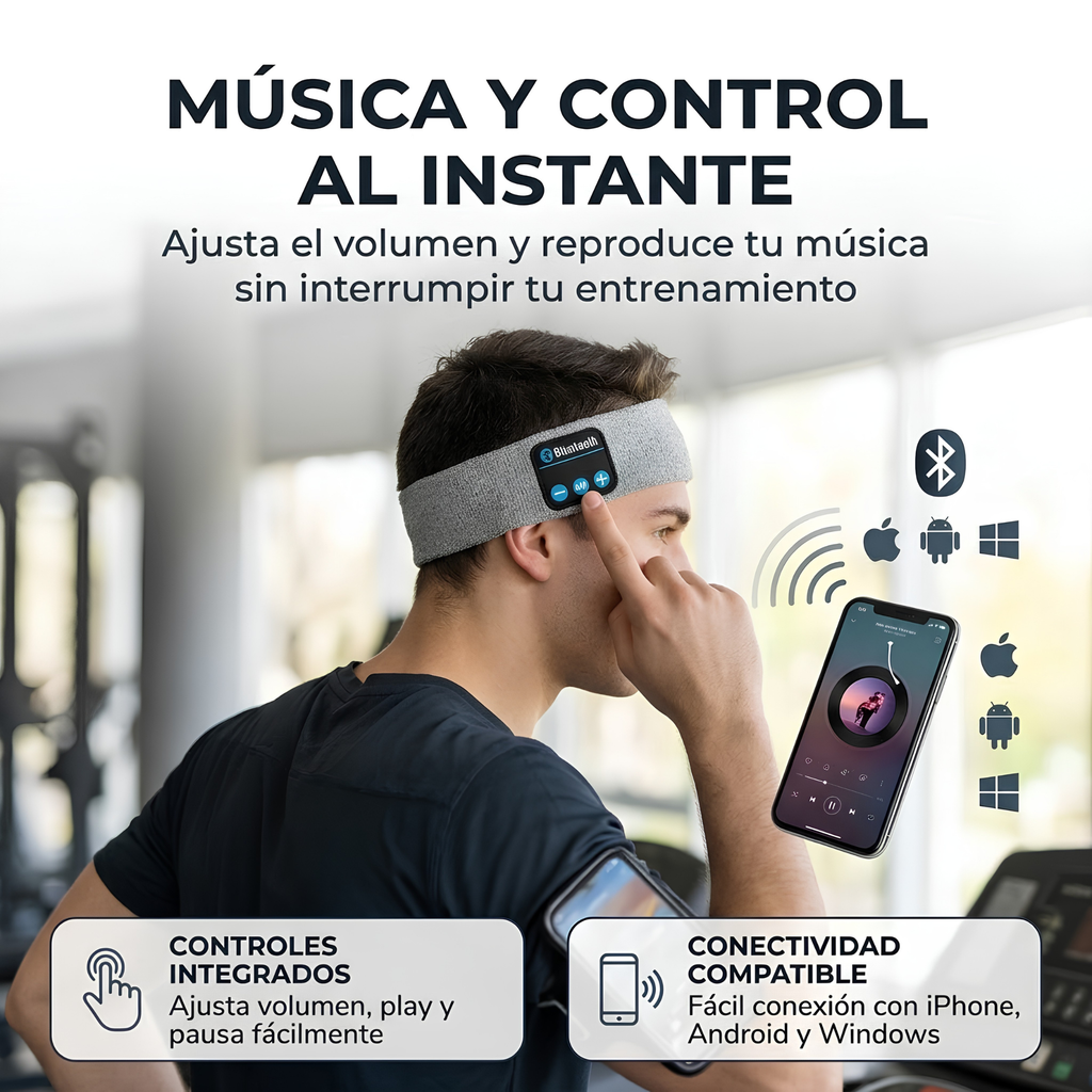 Banda Deportiva Bluetooth con Audífonos Integrados