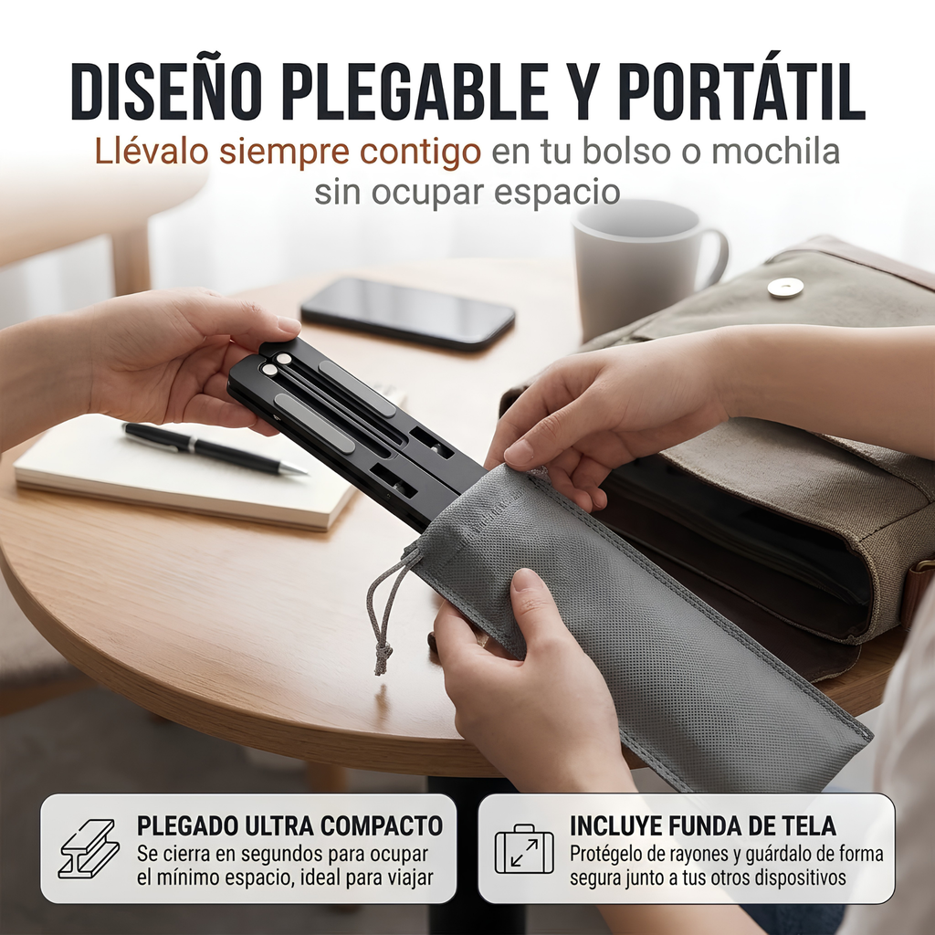 Soporte de Laptop Metálico Plegable y Ajustable