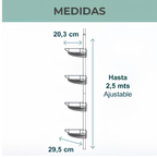 Organizador de Esquina para Ducha 4 Niveles – Sin Taladrar, Ajustable hasta 2.5m
