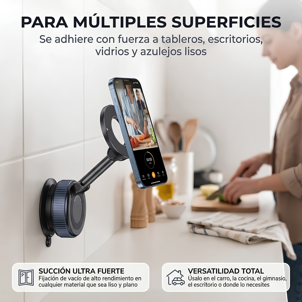 Soporte Magnético para Celular con Ventosa y Brazo Ajustable