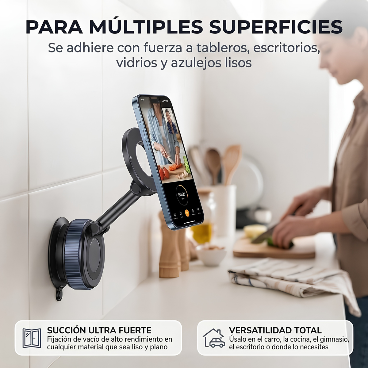 Soporte Magnético para Celular con Ventosa y Brazo Ajustable