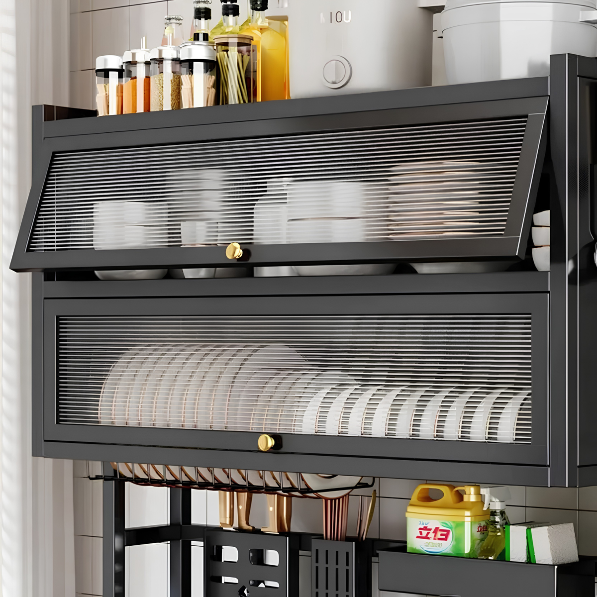 Organizador de Cocina Sobre el Lavaplatos 65cm – Escurridor Doble + Set de Cocina de Regalo