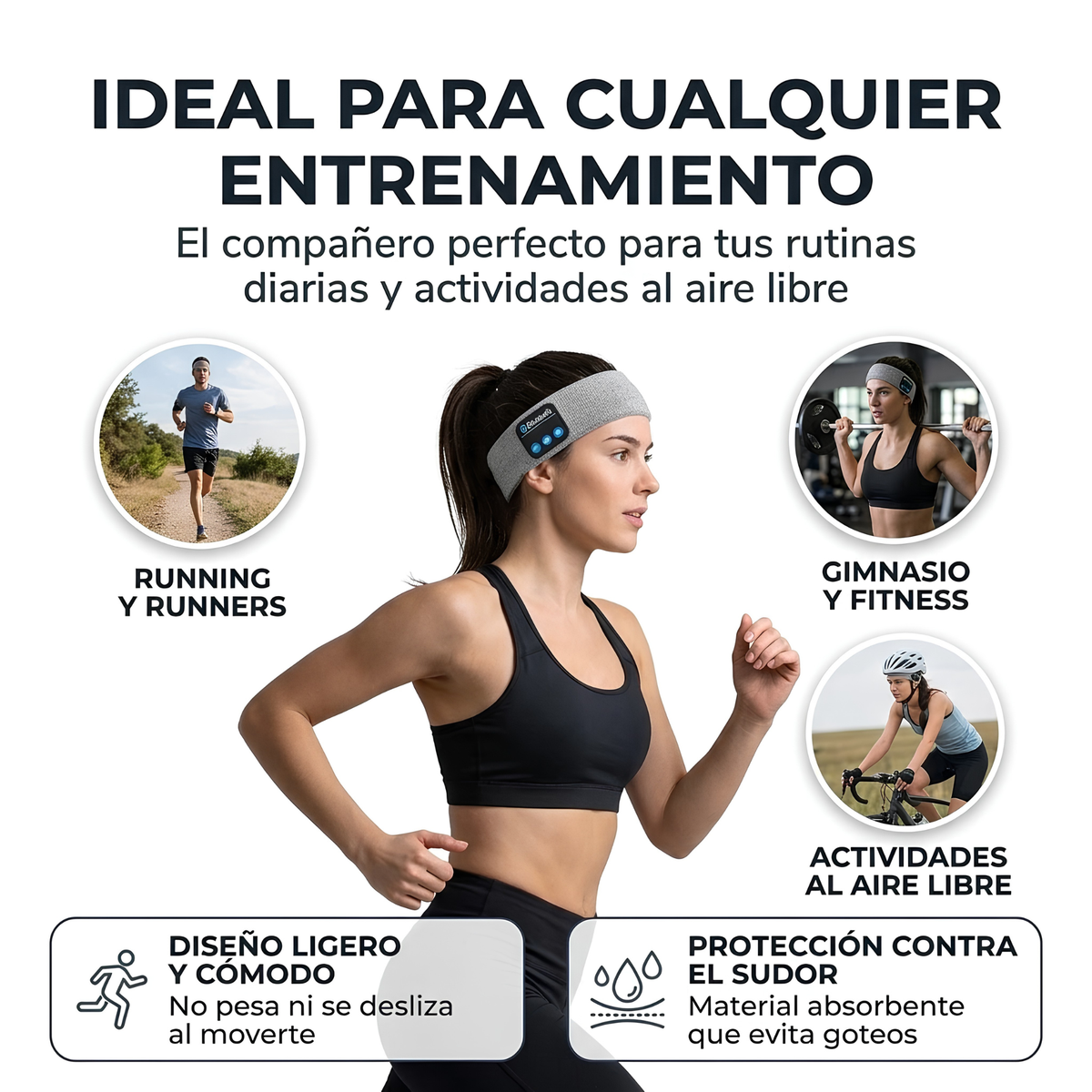 Banda Deportiva Bluetooth con Audífonos Integrados