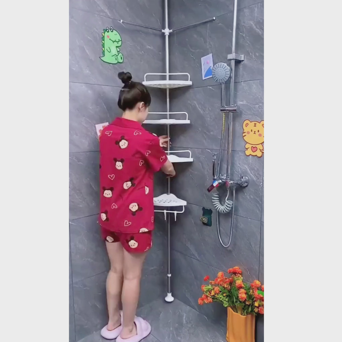 Organizador de Esquina para Ducha 4 Niveles – Sin Taladrar, Ajustable hasta 2.5m